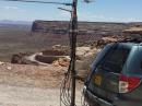 Another view of the rover on the Moki Dugway with some of  the switchbacks we descended down in background. Not a place for the faint of heart. (N5SJ photo) 
